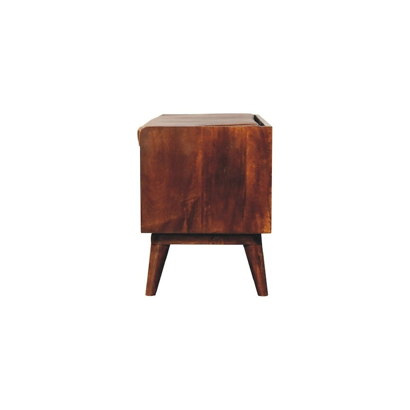 Banc simple en cuir marron châtaigne