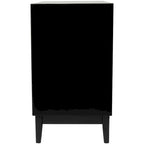 Meuble de rangement 3 tiroirs avec façade en rotin et poignées dorées – Noir/Marron clair – Simple