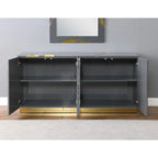 Gris / Marine / Blanc / Noir et or | Buffet laqué 4 portes Glam