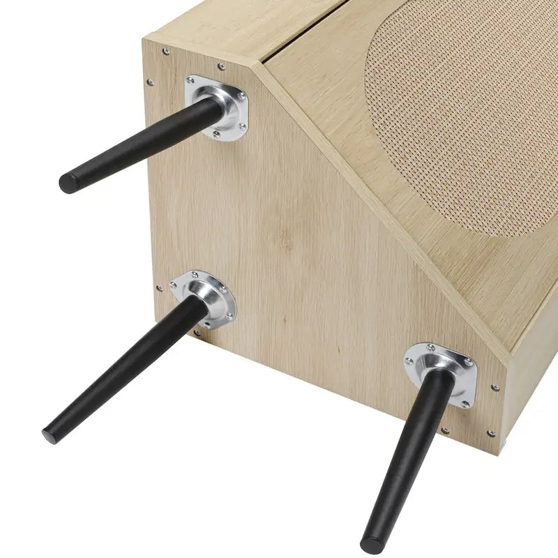 Meuble d'angle à porte en rotin naturel, sur pied, montage par 1 personne