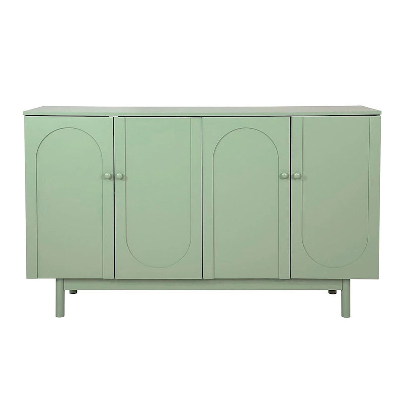 Meuble de rangement à 4 portes blanc/vert menthe avec étagère réglable