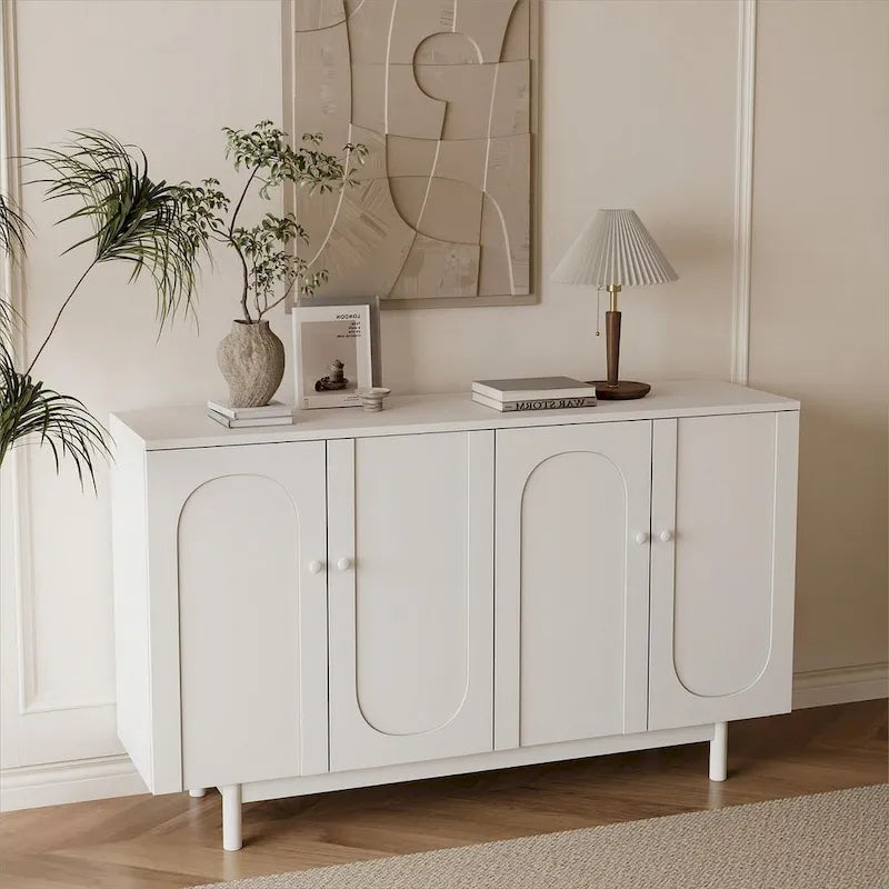 Meuble de rangement à 4 portes blanc/vert menthe avec étagère réglable