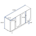 Meuble de rangement à 4 portes blanc/vert menthe avec étagère réglable