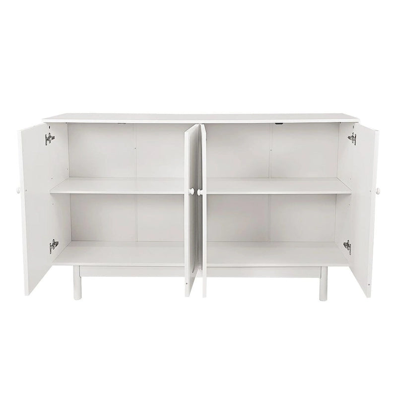 Meuble de rangement à 4 portes blanc/vert menthe avec étagère réglable