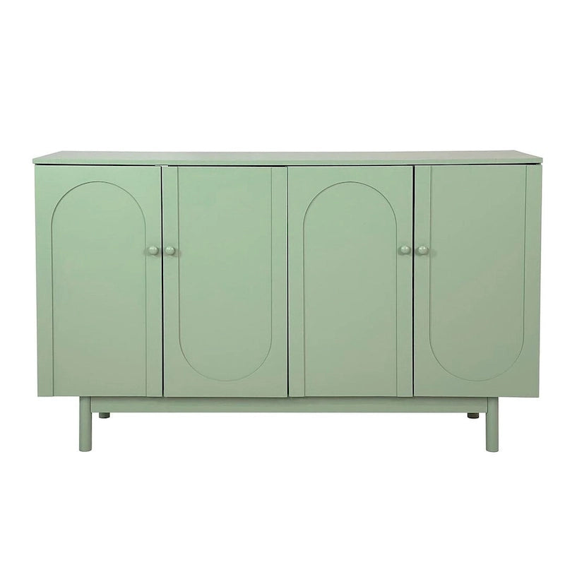 Meuble de rangement à 4 portes blanc/vert menthe avec étagère réglable