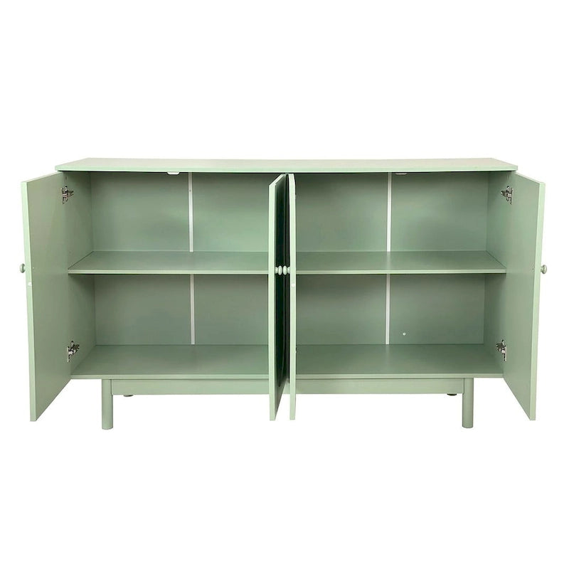Meuble de rangement à 4 portes blanc/vert menthe avec étagère réglable