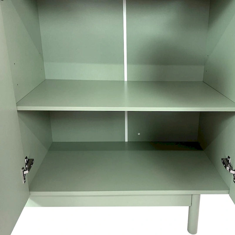 Meuble de rangement à 4 portes blanc/vert menthe avec étagère réglable