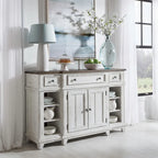 Vaisselier-buffet 1 porte blanc et gris en pin cérusé