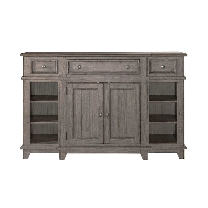 Vaisselier-buffet 1 porte blanc et gris en pin cérusé