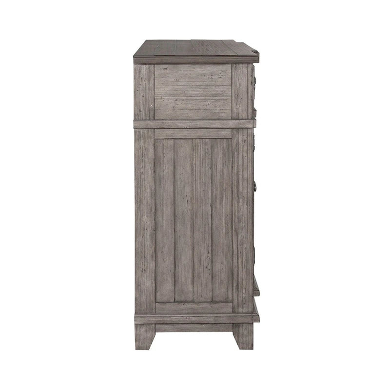 Vaisselier-buffet 1 porte blanc et gris en pin cérusé