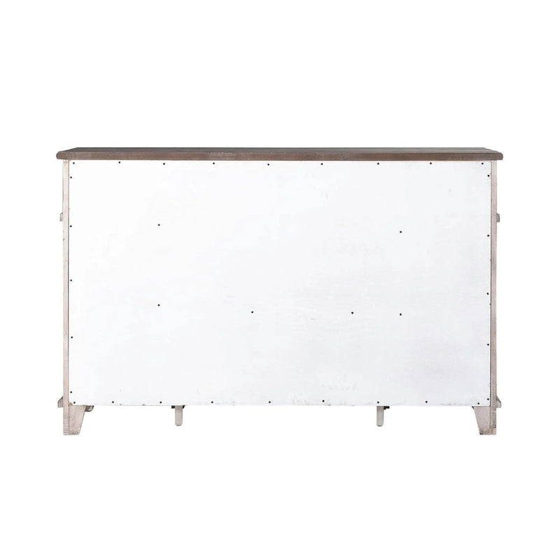 Vaisselier-buffet 1 porte blanc et gris en pin cérusé