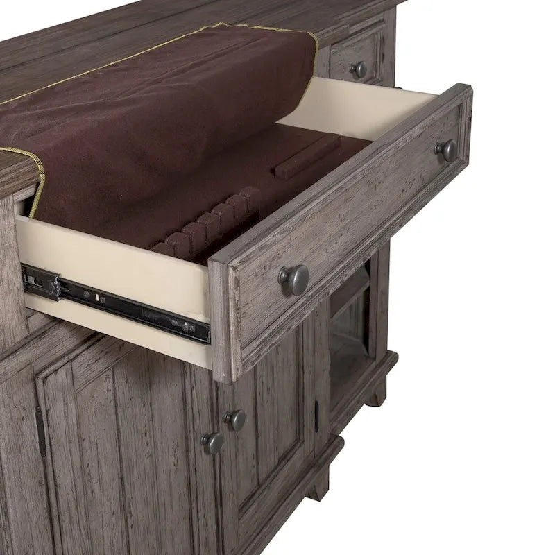 Vaisselier-buffet 1 porte blanc et gris en pin cérusé
