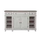 Vaisselier-buffet 1 porte blanc et gris en pin cérusé