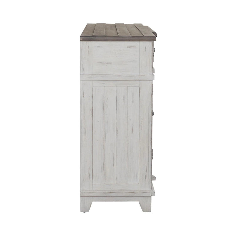 Vaisselier-buffet 1 porte blanc et gris en pin cérusé