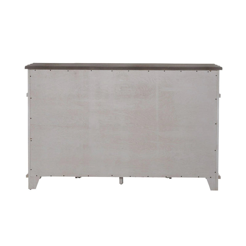 Vaisselier-buffet 1 porte blanc et gris en pin cérusé
