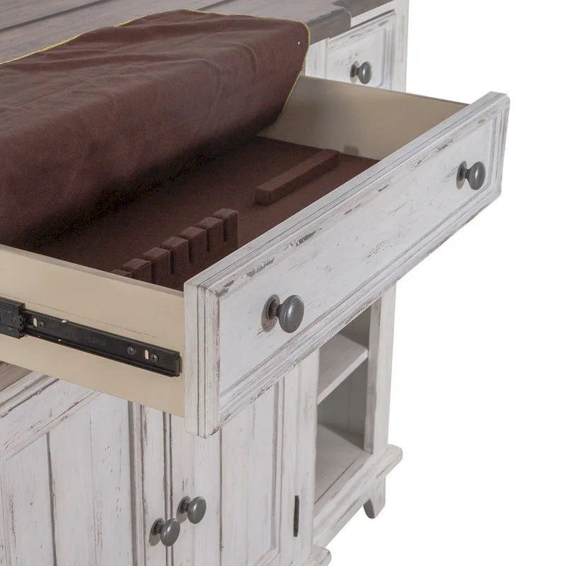 Vaisselier-buffet 1 porte blanc et gris en pin cérusé