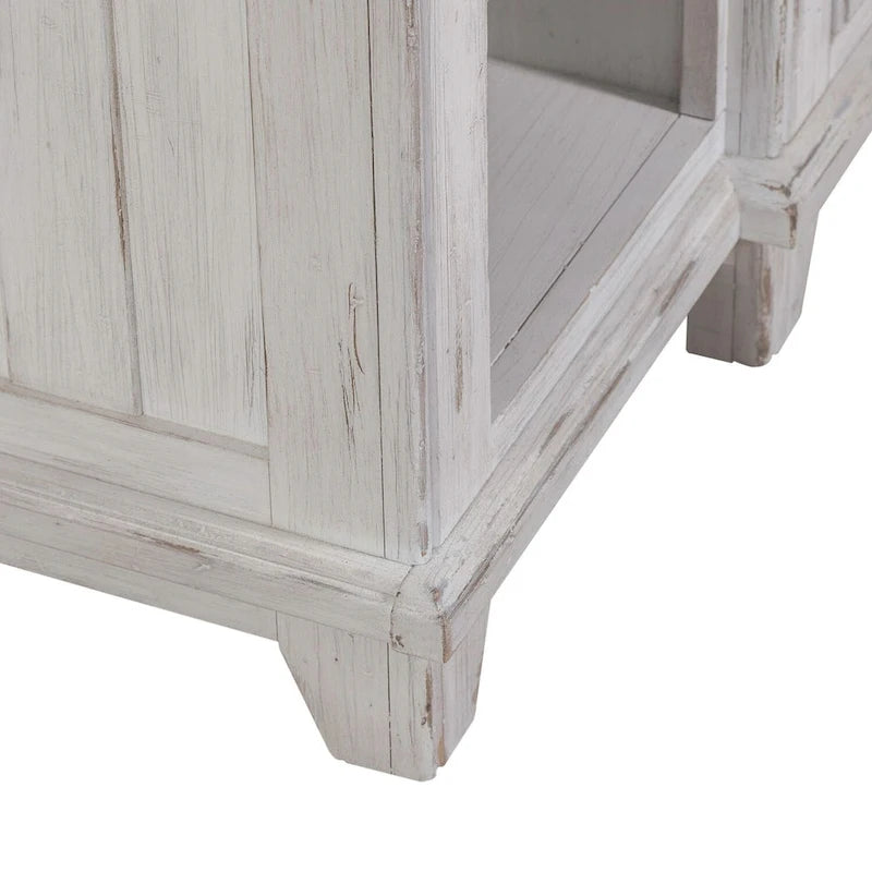 Vaisselier-buffet 1 porte blanc et gris en pin cérusé
