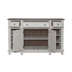 Vaisselier-buffet 1 porte blanc et gris en pin cérusé