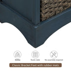Fini blanc délavé / Blanc / Gris-brun / Bleu marine antique / Expresso | Meuble de rangement à 2 tiroirs avec 4 paniers en rotin | Aucun assemblage requis