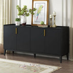 Buffet de rangement 4 portes vert / noir / blanc avec étagères réglables