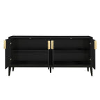 Buffet de rangement 4 portes vert / noir / blanc avec étagères réglables