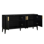 Buffet de rangement 4 portes vert / noir / blanc avec étagères réglables