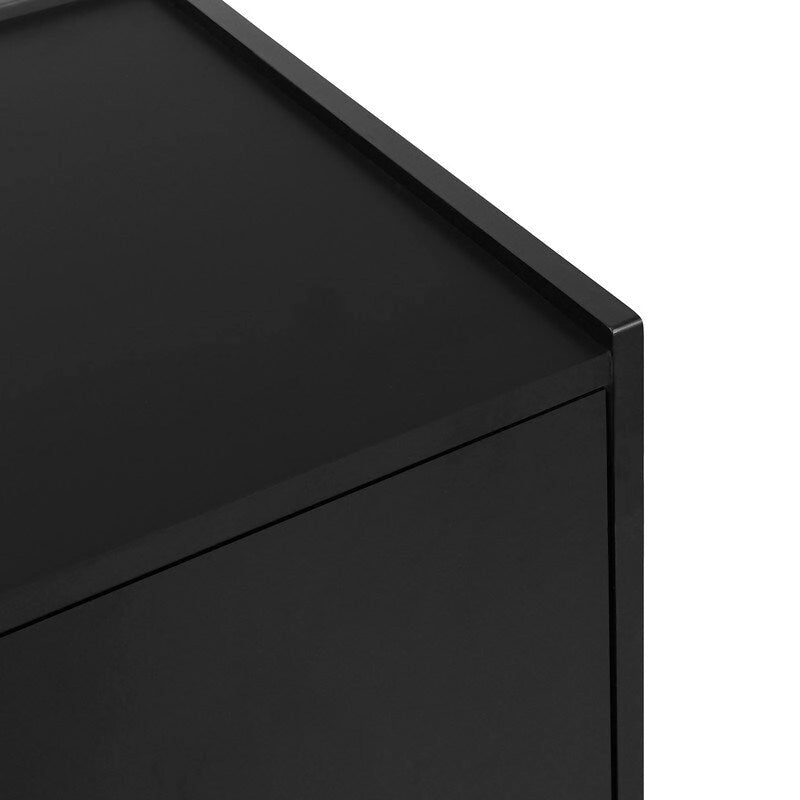 Buffet de rangement 4 portes vert / noir / blanc avec étagères réglables