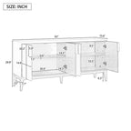 Buffet de rangement 4 portes vert / noir / blanc avec étagères réglables