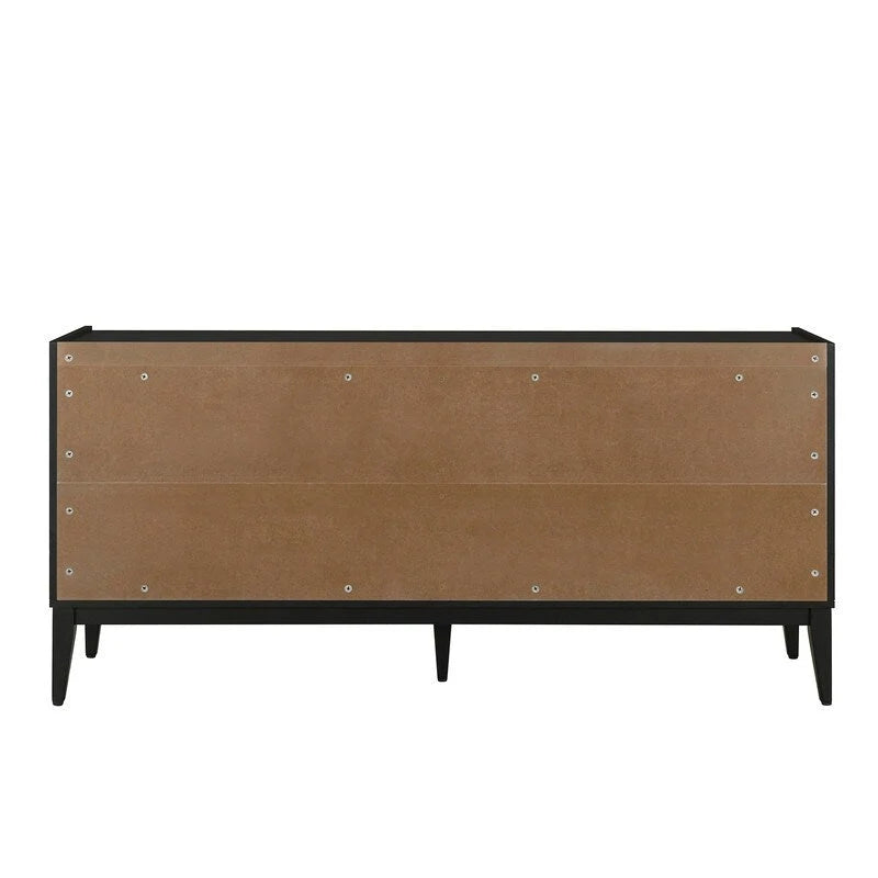 Buffet de rangement 4 portes vert / noir / blanc avec étagères réglables