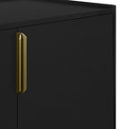 Buffet de rangement 4 portes vert / noir / blanc avec étagères réglables