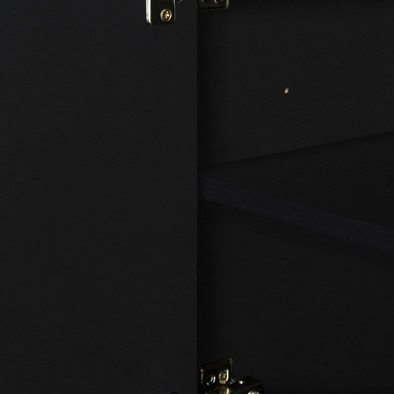 Buffet de rangement 4 portes vert / noir / blanc avec étagères réglables