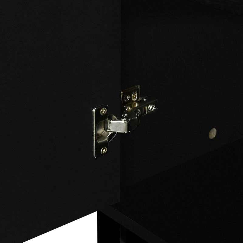 Buffet de rangement 4 portes vert / noir / blanc avec étagères réglables