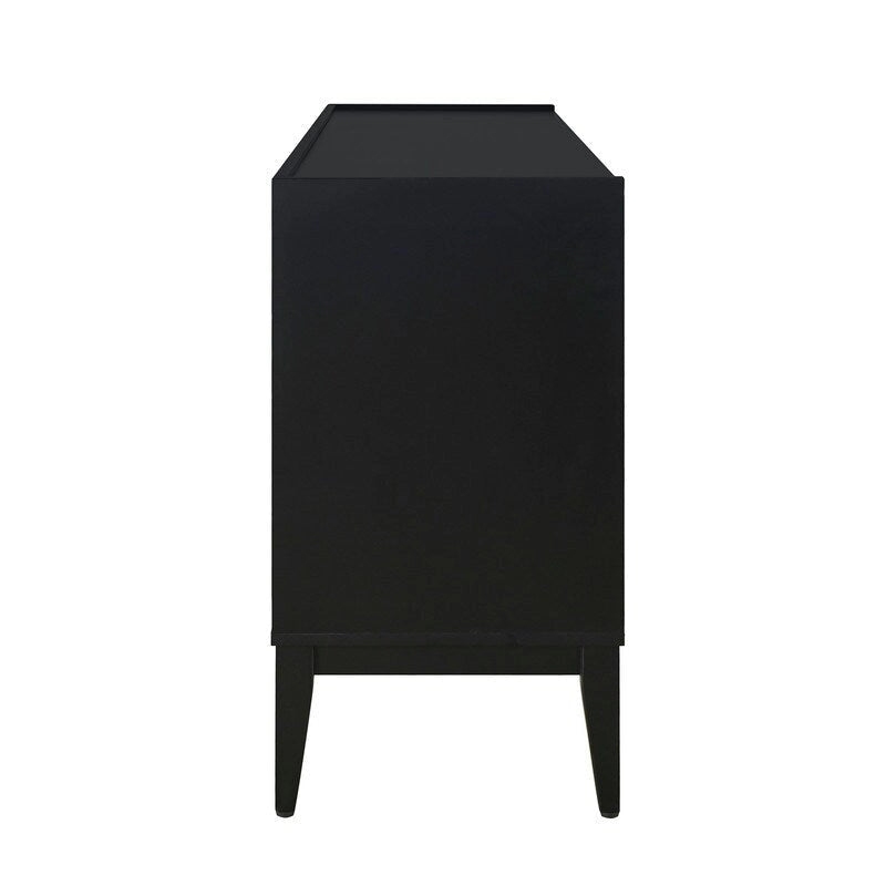 Buffet de rangement 4 portes vert / noir / blanc avec étagères réglables
