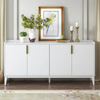 Buffet de rangement 4 portes vert / noir / blanc avec étagères réglables