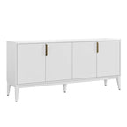 Buffet de rangement 4 portes vert / noir / blanc avec étagères réglables
