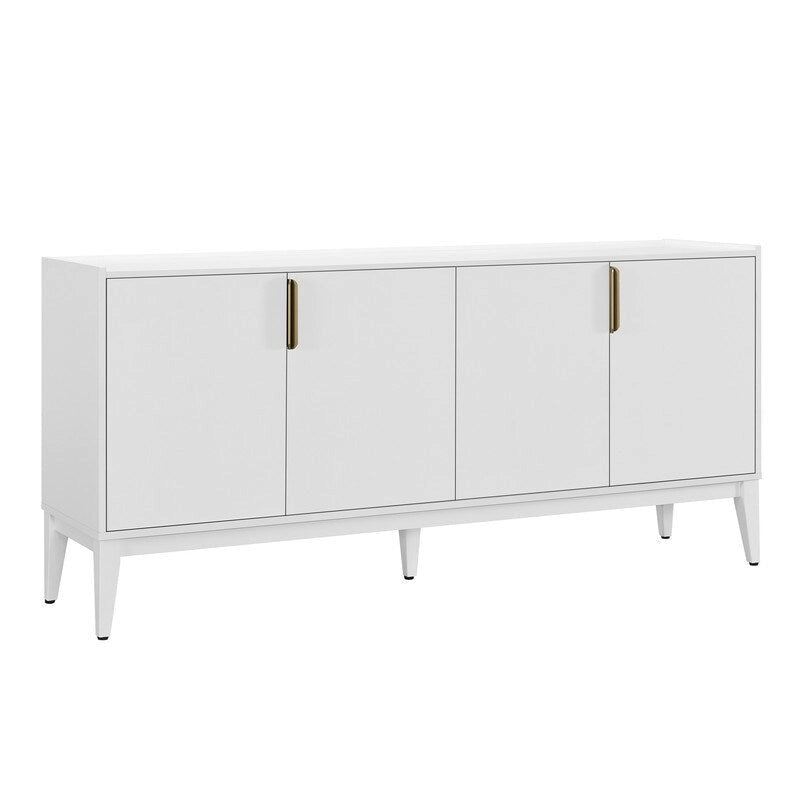 Buffet de rangement 4 portes vert / noir / blanc avec étagères réglables