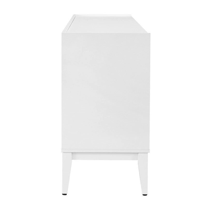 Buffet de rangement 4 portes vert / noir / blanc avec étagères réglables