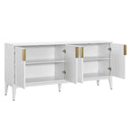 Buffet de rangement 4 portes vert / noir / blanc avec étagères réglables