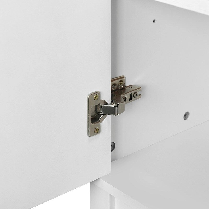 Buffet de rangement 4 portes vert / noir / blanc avec étagères réglables