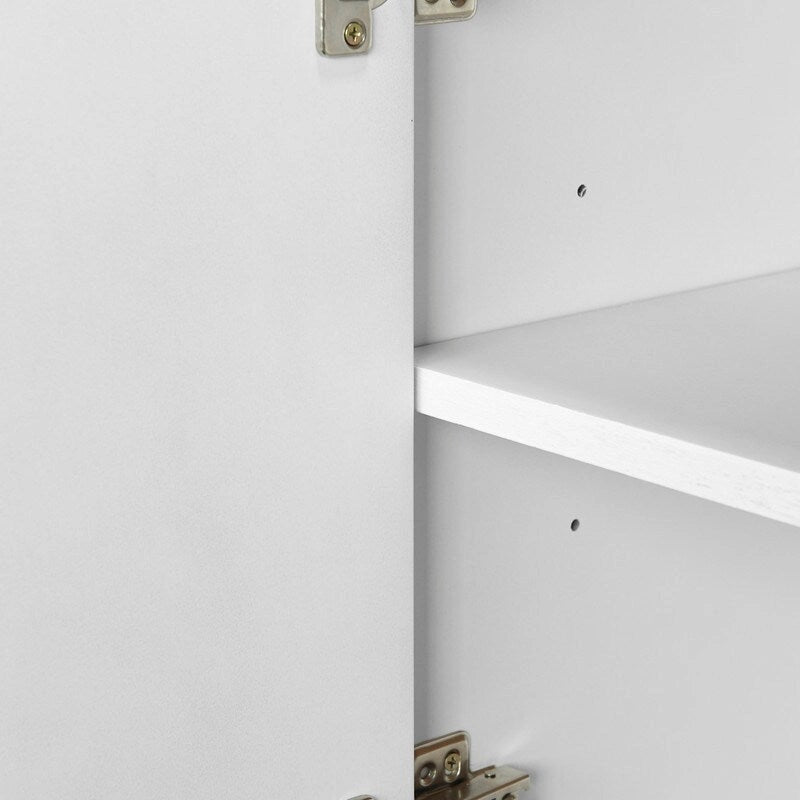 Buffet de rangement 4 portes vert / noir / blanc avec étagères réglables