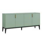 Buffet de rangement 4 portes vert / noir / blanc avec étagères réglables