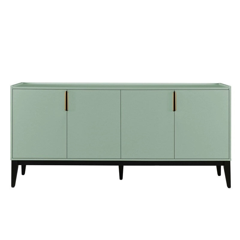 Buffet de rangement 4 portes vert / noir / blanc avec étagères réglables