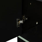 Buffet de rangement 4 portes vert / noir / blanc avec étagères réglables