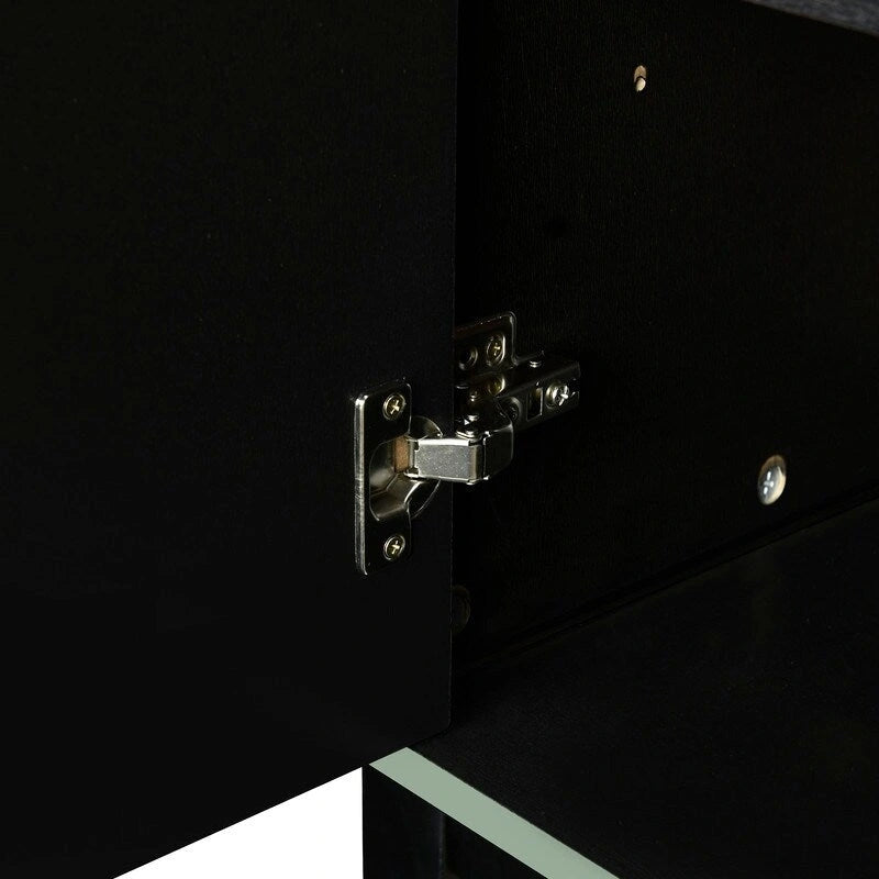 Buffet de rangement 4 portes vert / noir / blanc avec étagères réglables