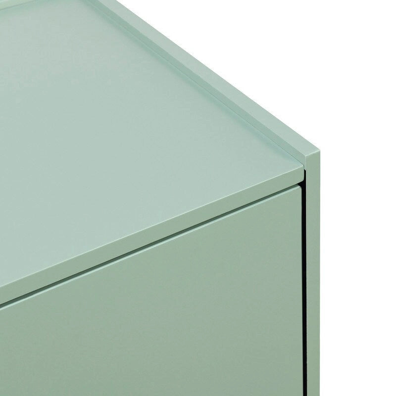 Buffet de rangement 4 portes vert / noir / blanc avec étagères réglables