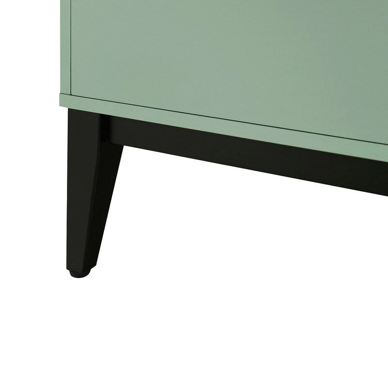 Buffet de rangement 4 portes vert / noir / blanc avec étagères réglables