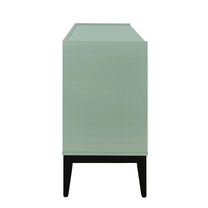 Buffet de rangement 4 portes vert / noir / blanc avec étagères réglables