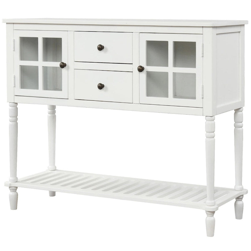 Console de table/Bahut de ferme antique bleu marine/blanc - Utilisation 1 personne