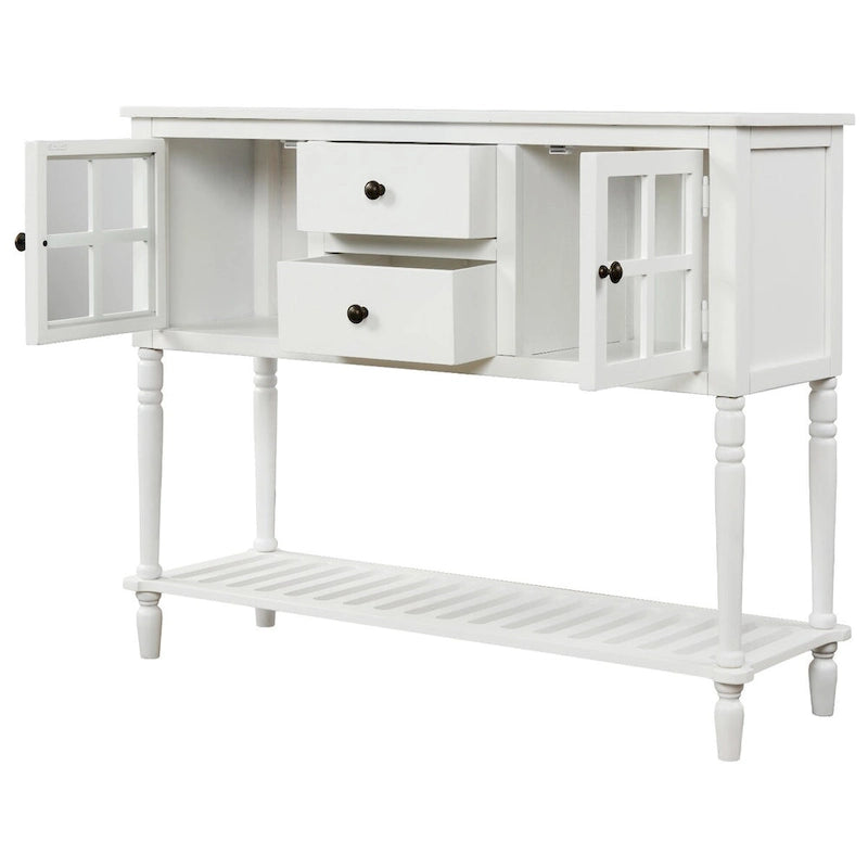 Console de table/Bahut de ferme antique bleu marine/blanc - Utilisation 1 personne