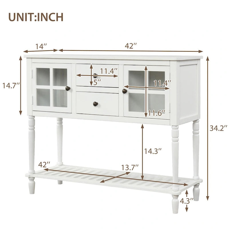 Console de table/Bahut de ferme antique bleu marine/blanc - Utilisation 1 personne